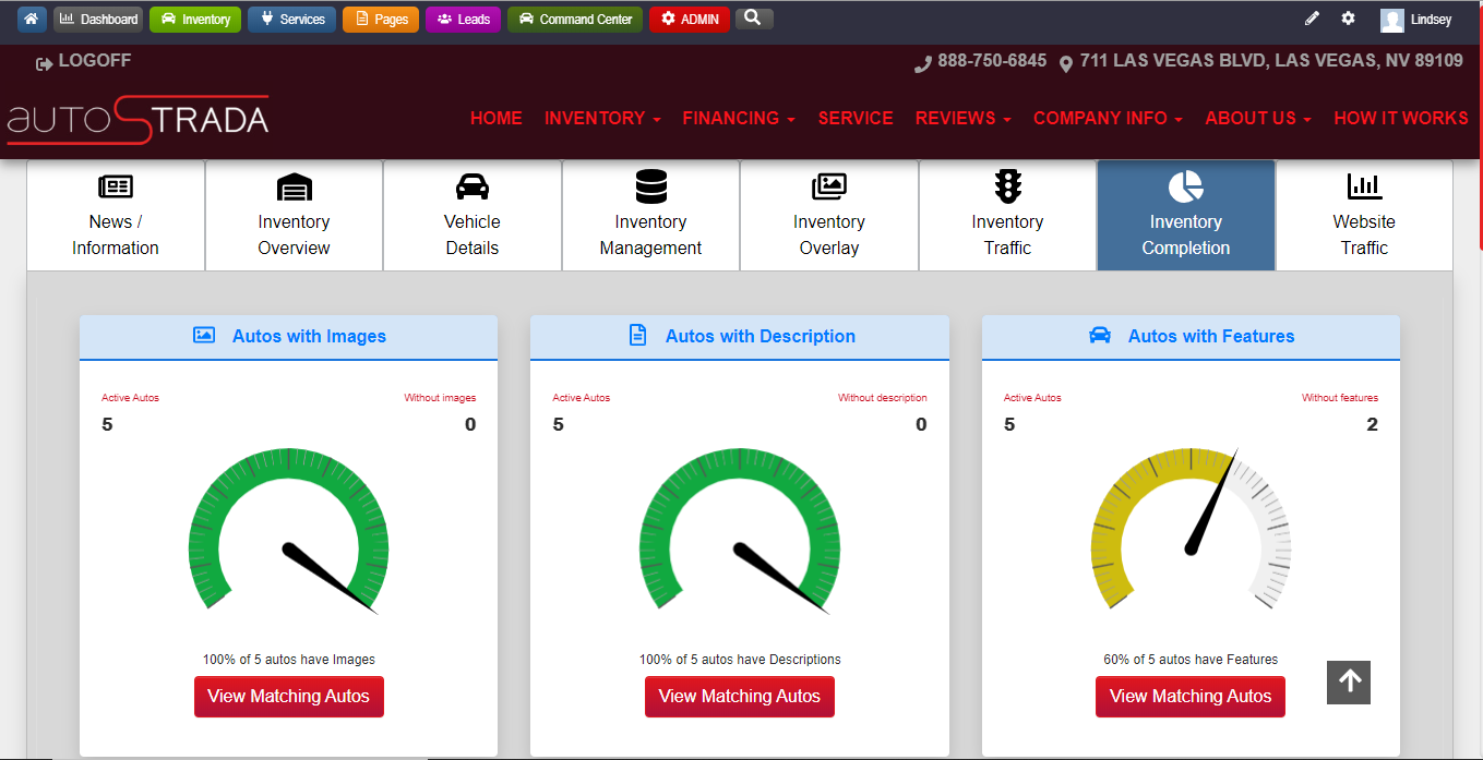 car dealership software dashboard example