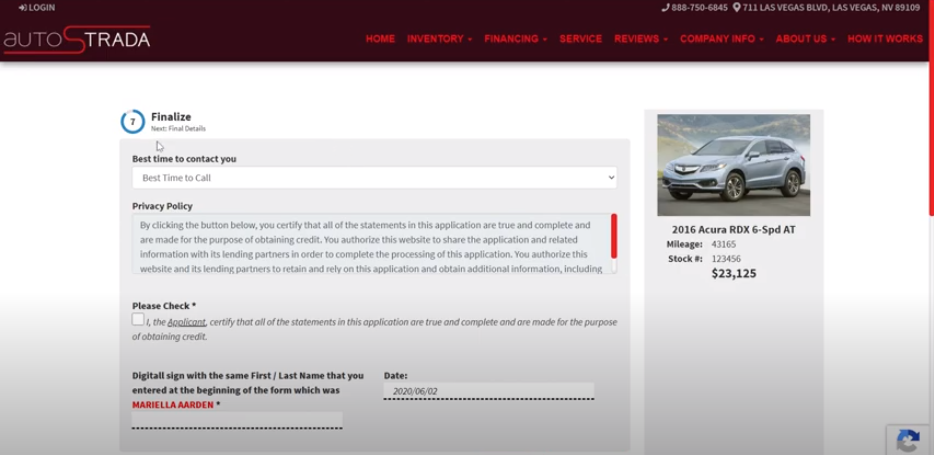 Virtual Dealer Online Car Sales Finalize the Sale