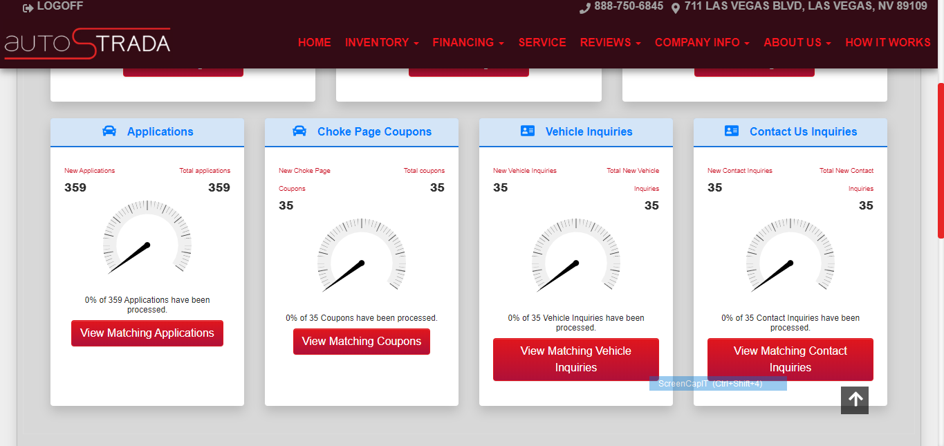 auto dealership website dashboard example